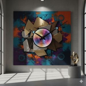 全.台灣藝術探索:藝廊空間內的大型幾何當代藝術品,象徵台灣藝術家將情感轉化為視覺力量的獨特創作。