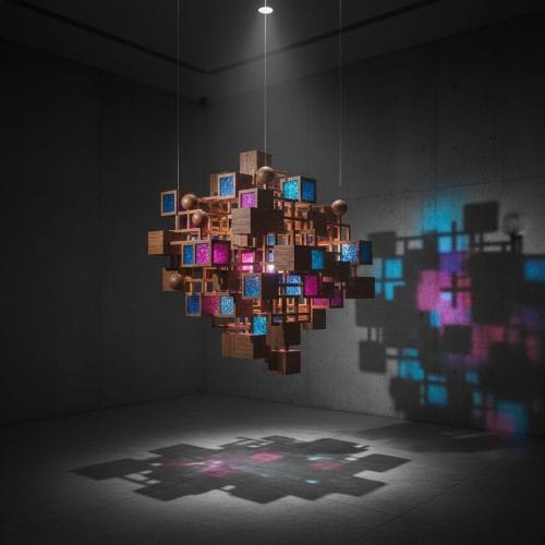 「全.台灣」創作浪潮：「AI 生成藝術」、「未來主義設計」當代數位藝術裝置，展示科技與島嶼文化跨界共振的創意作品。